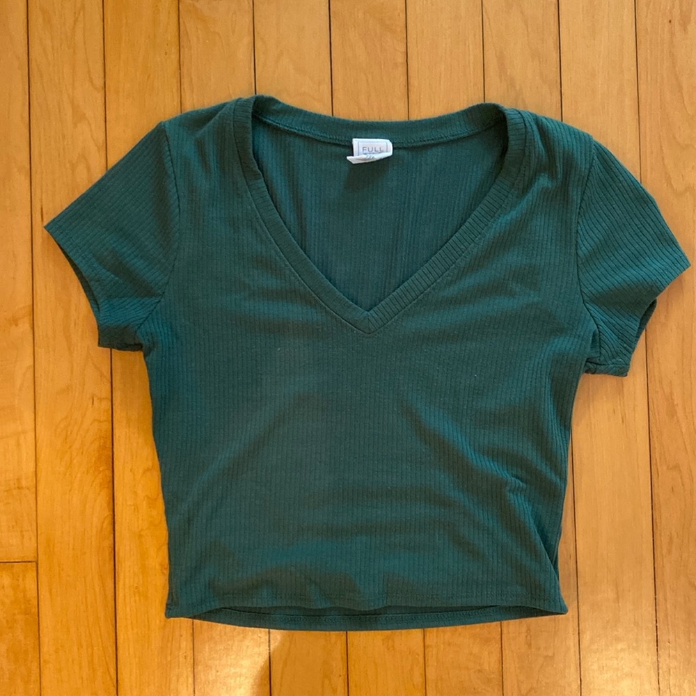 Green ribbed top. Size S.